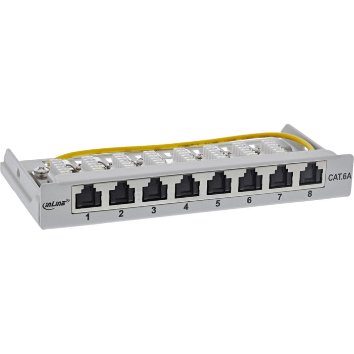 Inline® Patch Panel Cat.6a 0.5u 8-Port, For Table/Wall/Rail, With Dust Projoection, Gris