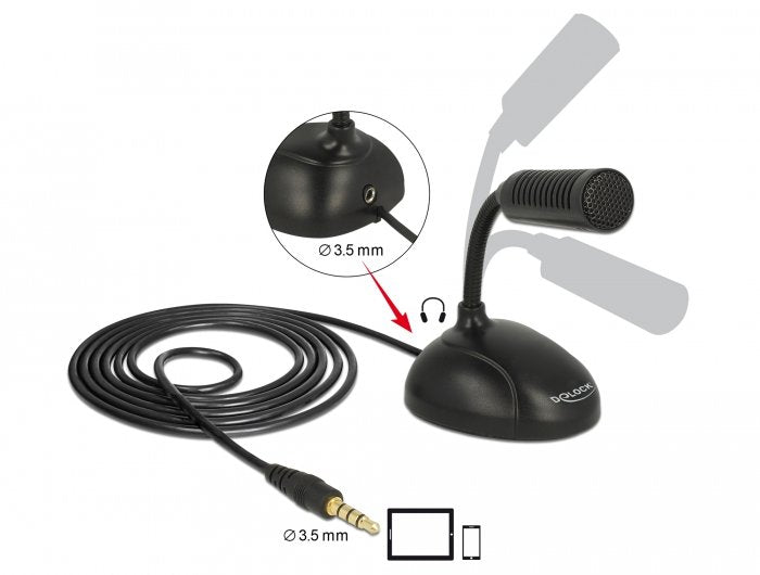 Delock Micrófono De Condensador Omnidireccional Jack 3,5 Mm Estéreo