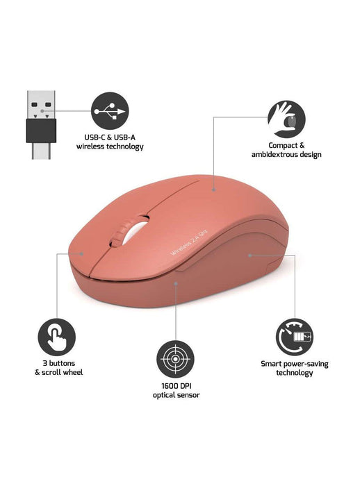 Port Connect 2.4ghz Collection Ii Wireless Mouse,  Terracotta