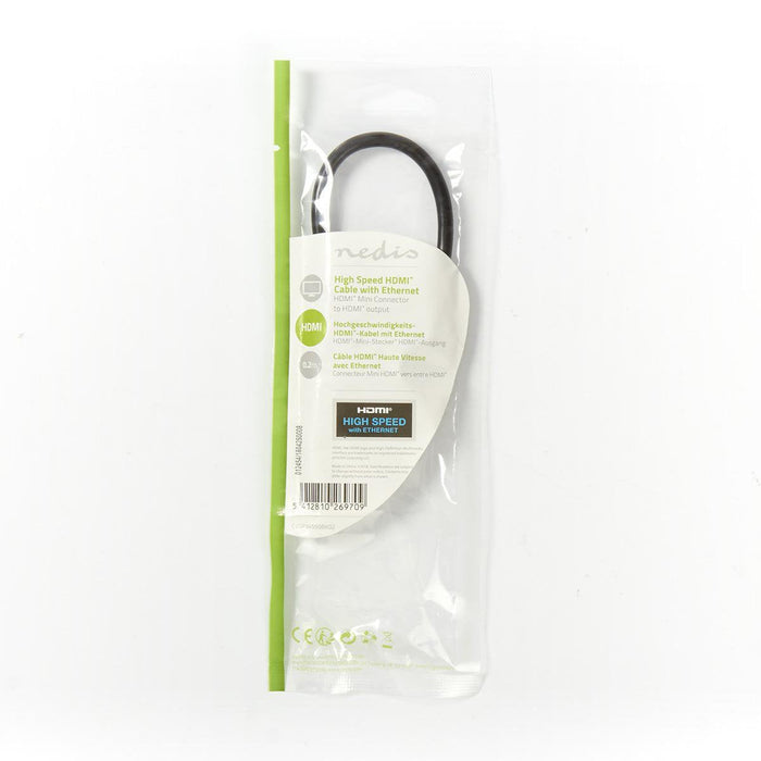 Mini Hdmi: Han - Hdmi: Hun  Adapter, Sort, 0,2m Kabel