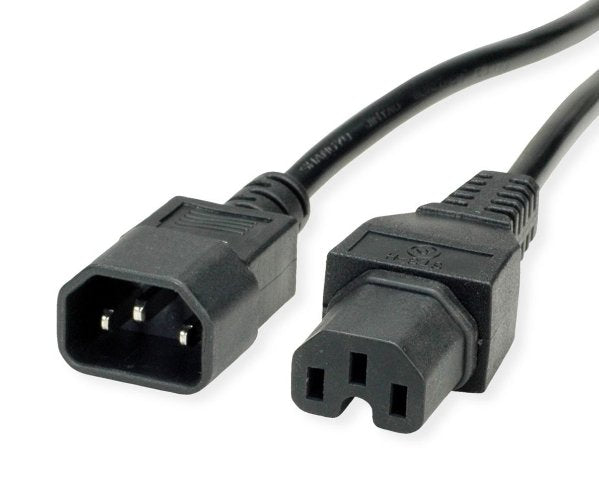 Value Netzcable Iec320 C14 Stecker - C15 Buchse, H05rn-F, Schwarz, 1 M