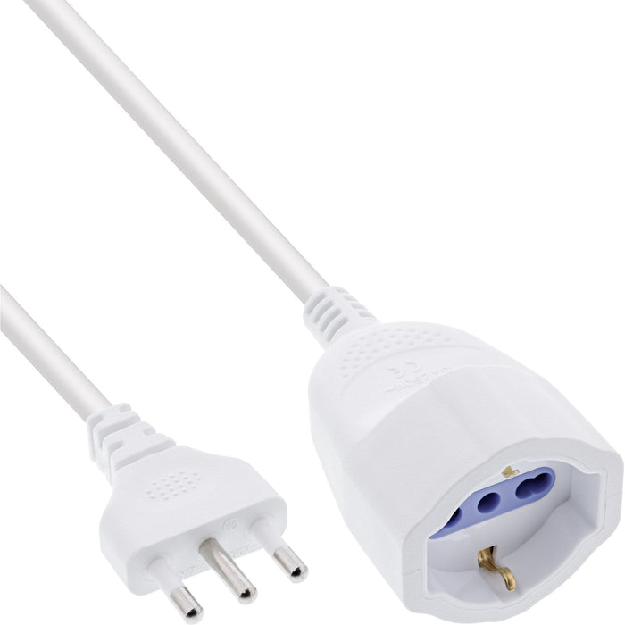 Inline® Power Extensión Italy Plug L / Socket F, White, 10m