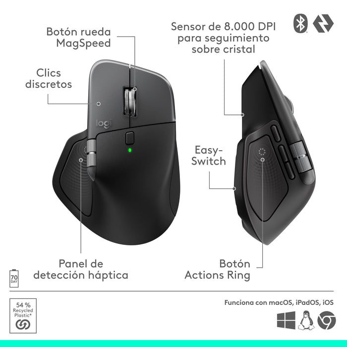 Ratón Logitech 910-007577 / Mx Mamer 4 For Mac Negro