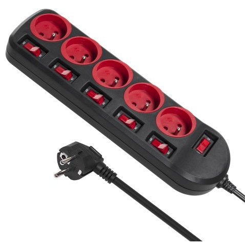 EAN 5902211109617 - Maclean MCE204 base múltiple 1,5 m 5 salidas AC Interior Negro, Rojo imagen 1