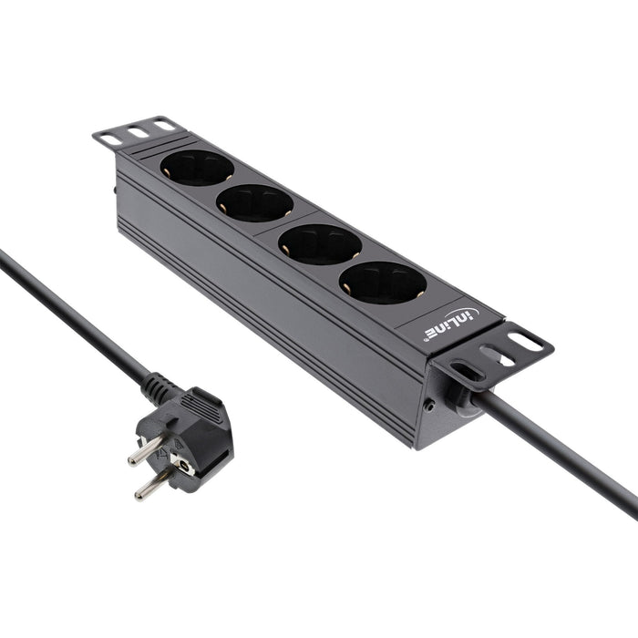 Regleta Pdu Inline De 10", Enchufe Protector De 4 Puertos, Sin Interruptor, 2 M, Negro