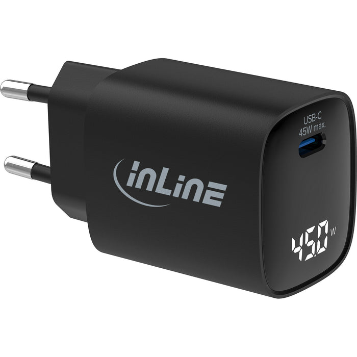 Inline® Usb Pd Power Supply, Gan Charger, 1-Port, Usb-C, 45w, With Display