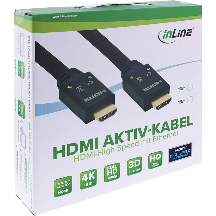 Cable Hdmi De Activo Inline Con Ethernet, 4k2k, M/M, Negro, Contactos Dorados, 10 M