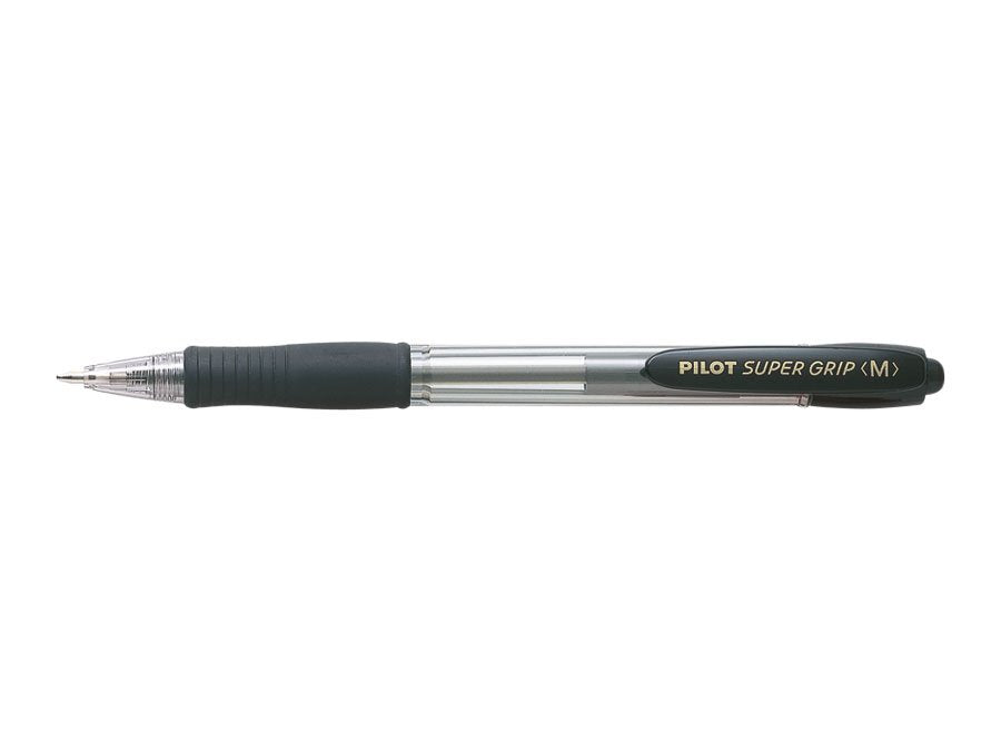 Boligrafo Retractil 1.0mm Negro Pilot  Pilot Super Grip Medium, Negro, Transparente, Negro, Clip-On Retractable Ballpoint Pen, Medio, Ambidextro, 1 Pieza(S)