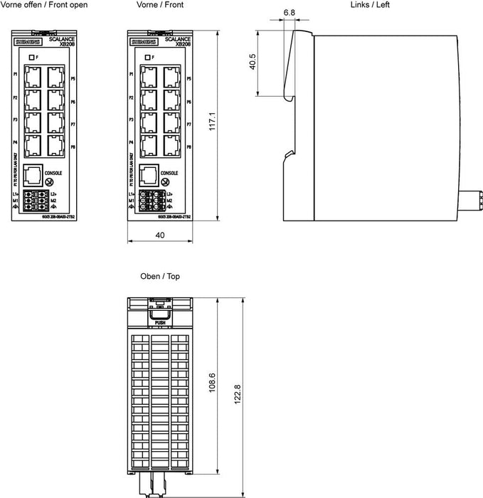Siemens Siem 6gk5208-0ba00-2tb2 Scalance Xb208 Manage-Barer Layer 2 Ie-Switch 8x - Switch - Switch - 0,1 Gbps