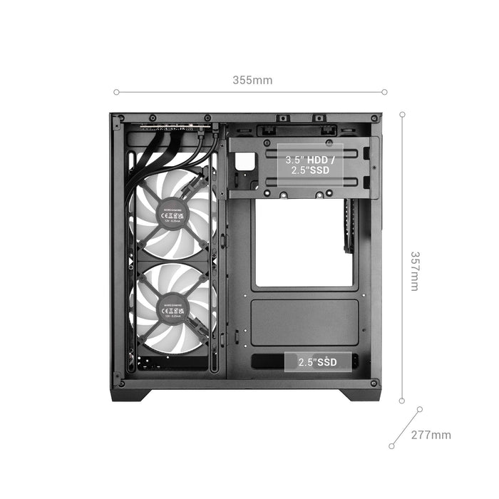 Caja Pc Micro Atx Mars Gaming Mc-View3w Gpu Max 330mm Cristal Templado Panoramico Argb Usb-C Blanca
