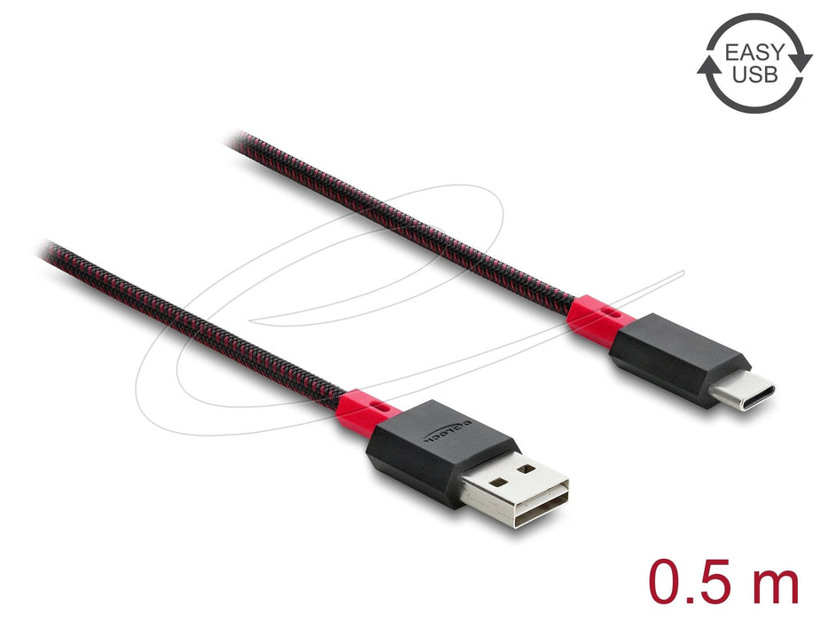 Delock Easy-Usb 2.0 Cable Typ-A Stecker Zu Usb Type-C Stecker 0,5 M Schwarz
