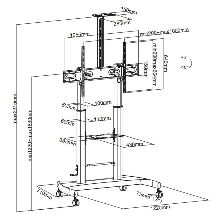 EAN 8051128107111 - Techly ICA-TR36 soporte para pantalla de señalización 2,54 m (100") Negro imagen 3