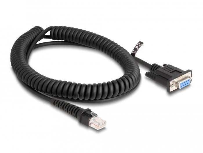 Delock 87996 Cable Rj50 En Espiral Macho A Conector D-Sub 9, Hembra, 1,5 M, Negro
