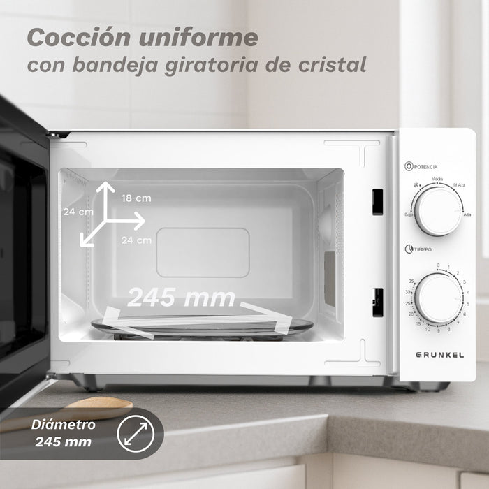 EAN 8426156019123 - Grunkel MW-20EASY microondas Blanco, Negro Solo microondas Encimera 20 L 700 W imagen 4