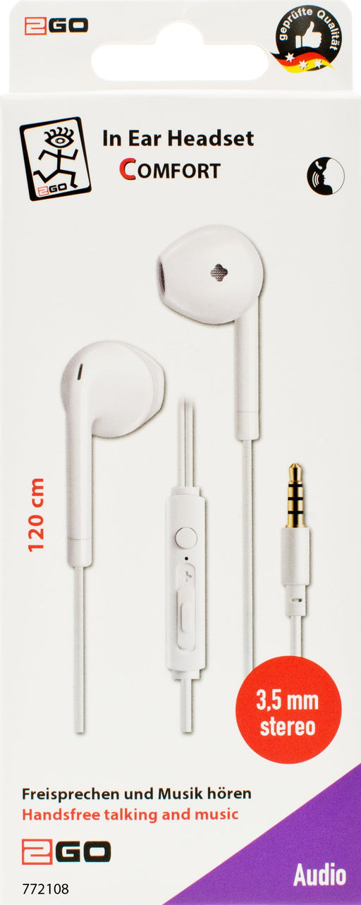 EAN 4010425959612 - 2GO 795961 auricular y casco Auriculares Alámbrico Dentro de oído Llamadas/Música Blanco imagen 1