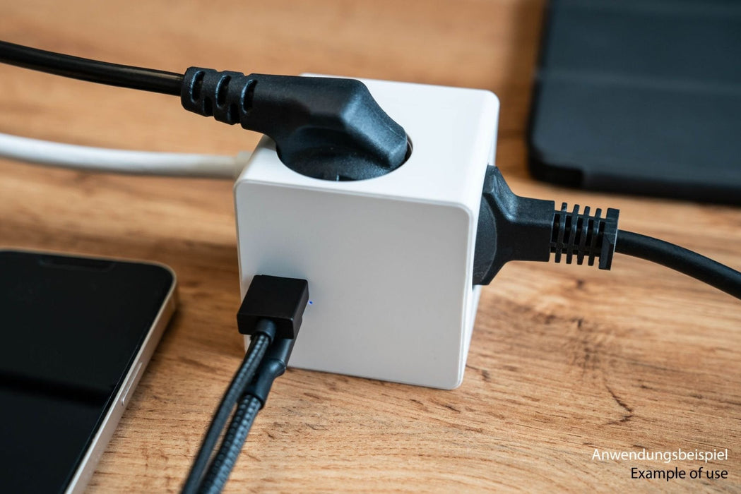 Cablemeister Steckdosenwürfel Mit 5m Zuleitung 3x Schuko  1x Usb-C 20w Pd 3.0  Usb-A 18w Weiss