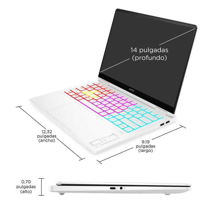Portátil Gaming Hp Omen Transcend 14-Fb1002ns, Intel Core Ultra 7 255h, 32gb, 1tb Ssd, Nvidia Geforce Rtx 5060 8gb, 14" Oled, W11 - Blanco
