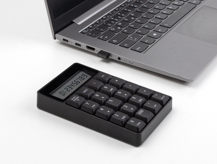 Delock 12113 Teclado 2 En 1 Usb Tipo-A Con Función De Calculadora 2,4 Ghz Inalámbrico Negro