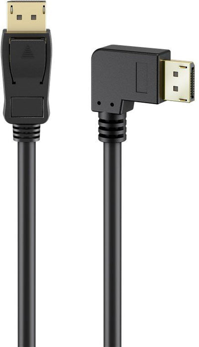 Cable Goobay Displayport Stecker 90° > Displayport Stecker, 8k / 144hz (Negro, 3 Meter, 1 Stecker 90° Seitlich Abgewinkelt, 54 Gbit/S, Displayport 2.0 / 2.1) 77054