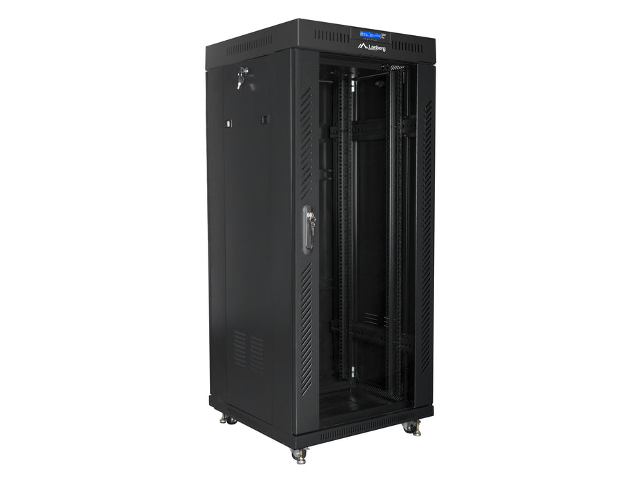 EAN 5901969430370 - Lanberg free standing rack 19inch cabinet 27U 600x600 glass door LCD flat pack black Rack o bastidor inde imagen 3