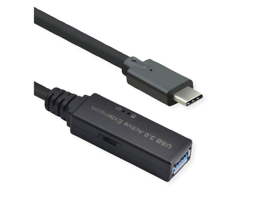 Roline Usb 3.2 Gen 1 Aktives Repeater Cable, Typ A - C, Schwarz, 10 M