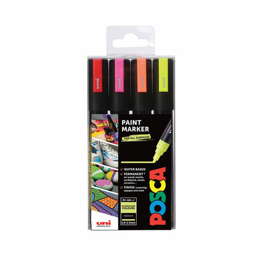 EAN 3296280033433 - POSCA PC-5M Naranja, Rosa, Rojo, Amarillo 4 pieza(s) imagen 1