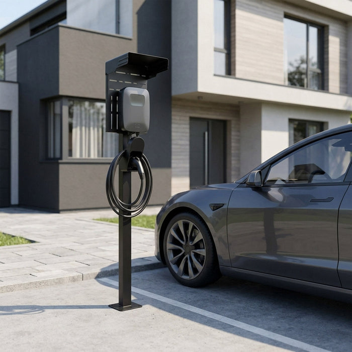 Inline® Universal Wallbox Stand Xl With Ev Charging Cable Holder, Negro