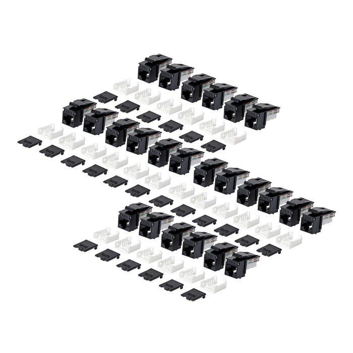 Startech.Com Cat6 Keystone Jack Módulo, Pack De 24 Rj45 Ethernet Keystone Conector Hembra, Utp Cat6 Wandbuchse, 90 Grad 110 Punch Down Conector Hembra, Negro, Acodado, Negro, Rj-45, Conector Hembra, Conector Hembra, 10gbase-T