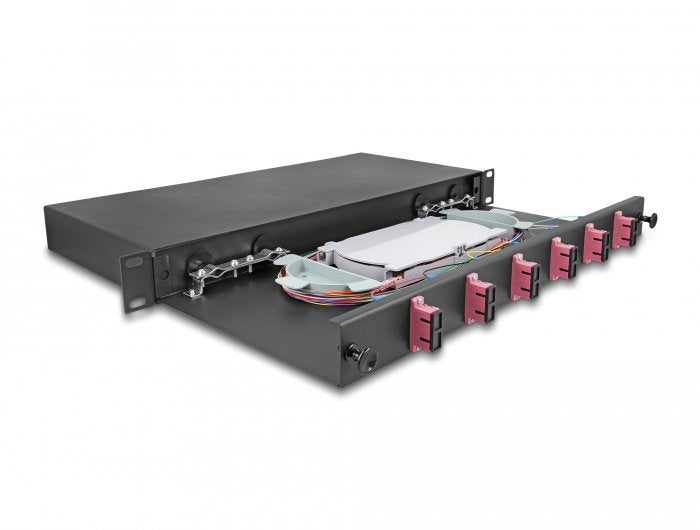 Delock 67002 Caja De Empalme De Fibra Óptica De 19? 6 X Sc Duplex Om4 1u Completamente Montada Lista Para Empalmar