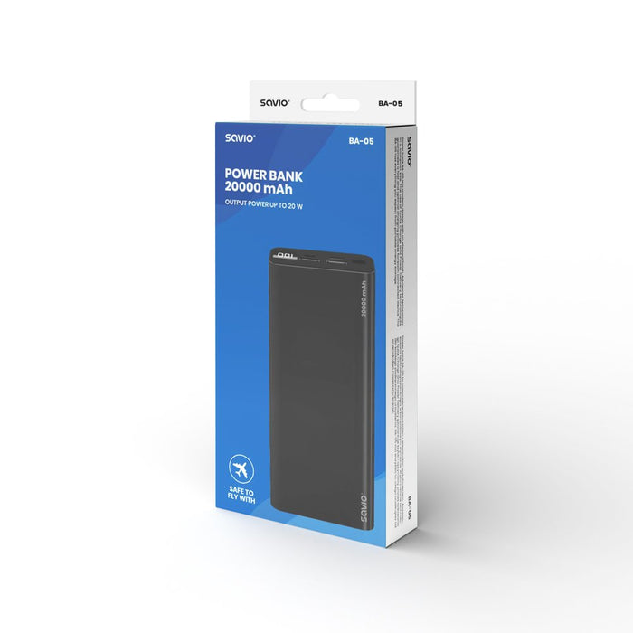 EAN 5901986047612 - Savio power bank BA-05 20000 mAh czarny Polímero de litio Negro imagen 3