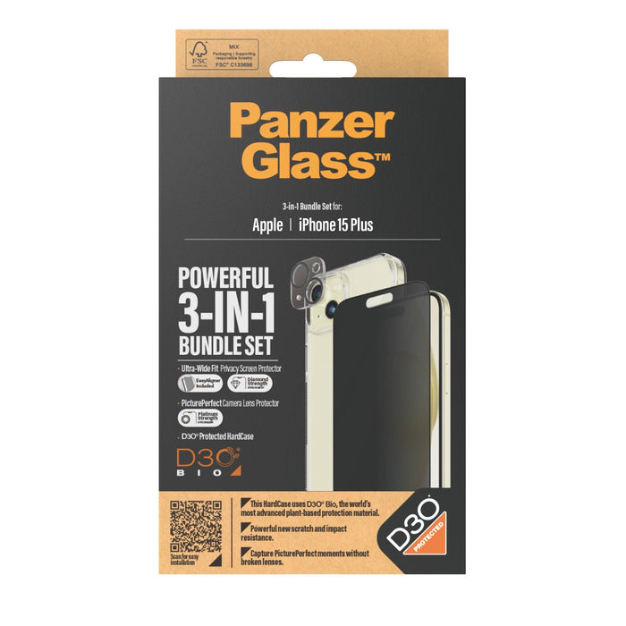 Protector De Pantalla  Apple - Iphone 15 Pluspanzerglass Privacy 3-In-1-Pack Iphone 2023 6.7