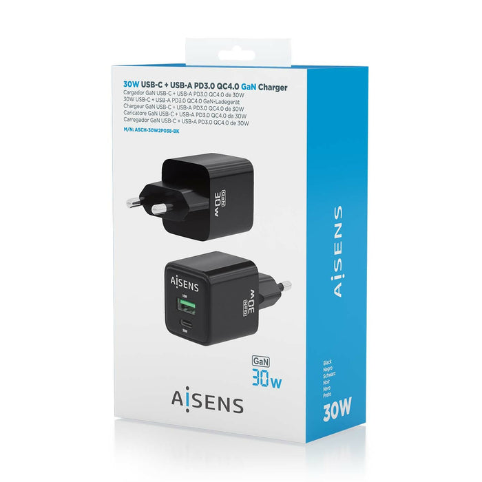 EAN 8435739901298 - AISENS ASCH-30W2P038-BK cargador de dispositivo móvil Universal Corriente alterna Carga rápida Interior imagen 6