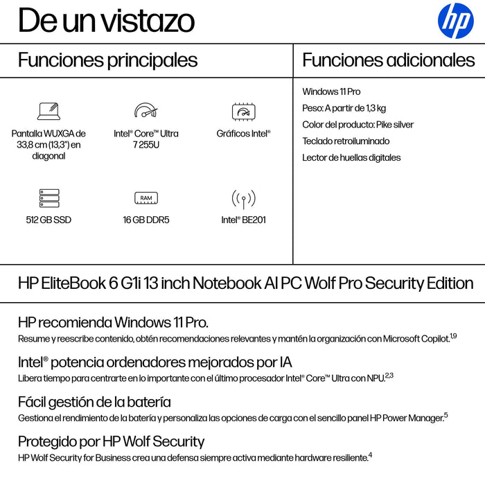 EAN 0199251426308 - HP EliteBook 6 G1i Wolf Pro Security Edition Intel Core Ultra 7 255U Portátil 33,8 cm (13.3") WUXGA 16 GB imagen 4