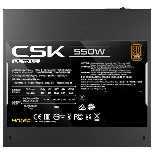 Antec Netzteil Csk 550 Dc Ec 80+B 550w Retail