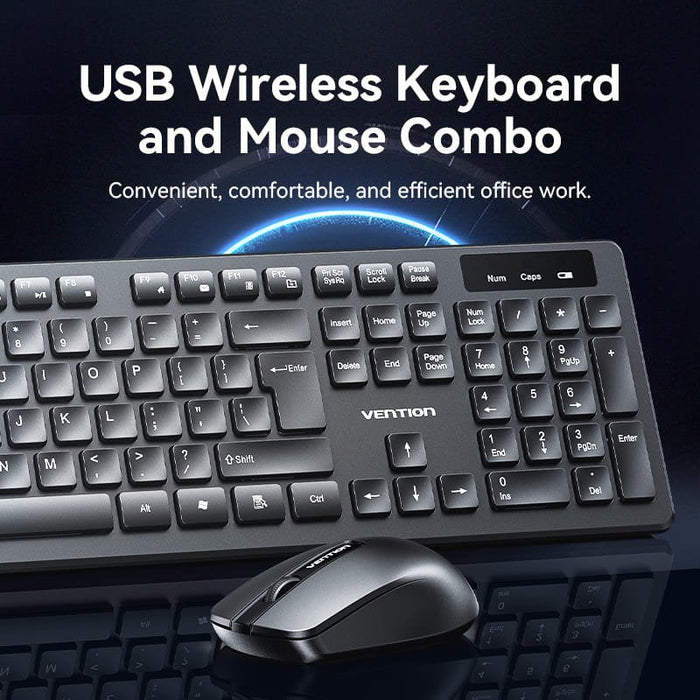 Wireless Full-Sized Keyboard Anwrls D Mouse Combo With Mouse Pad Bla