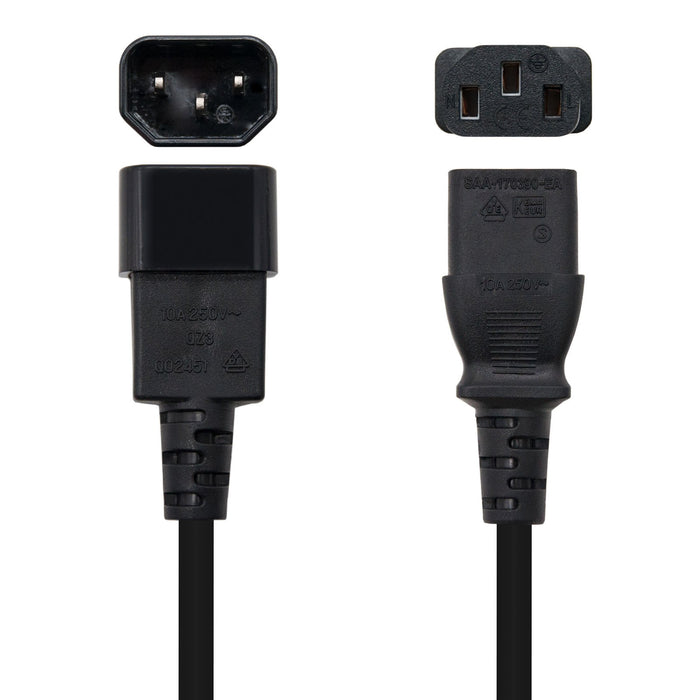 EAN 8433281005044 - Nanocable 10.22.0202 cable de transmisión Negro 1,5 m C14 acoplador C13 acoplador imagen 2