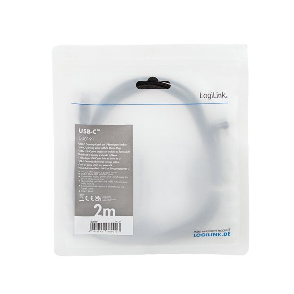 Cable Logilink Usb-C 2.0m W Oplocie Katowy Negro
