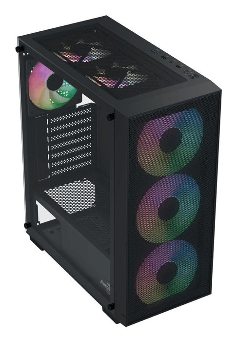 Caja Atx Aerocool B509a Flow Argb Cristal Templado Negro