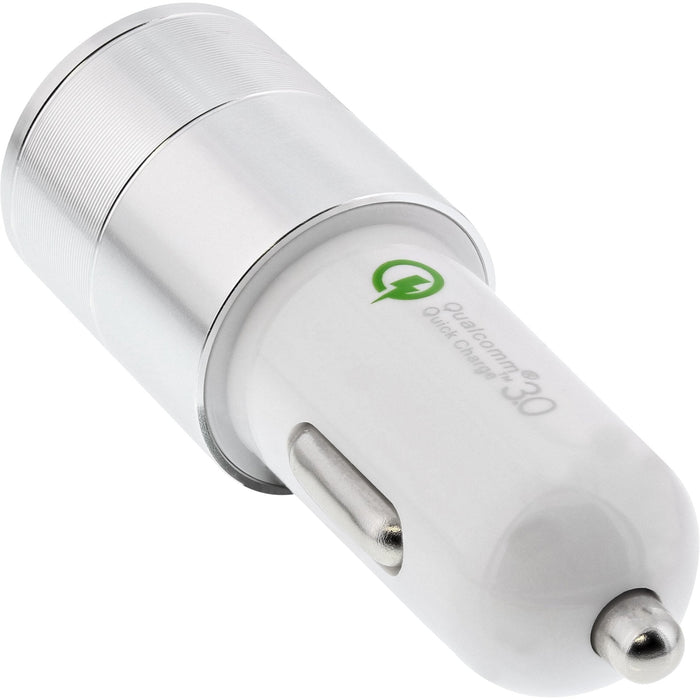 Cargador De Coche Usb Inline Quick Charge 3.0, 12/24vdc -> 5v Dc/3a, Usb-A + Usb Type-C, Blanco