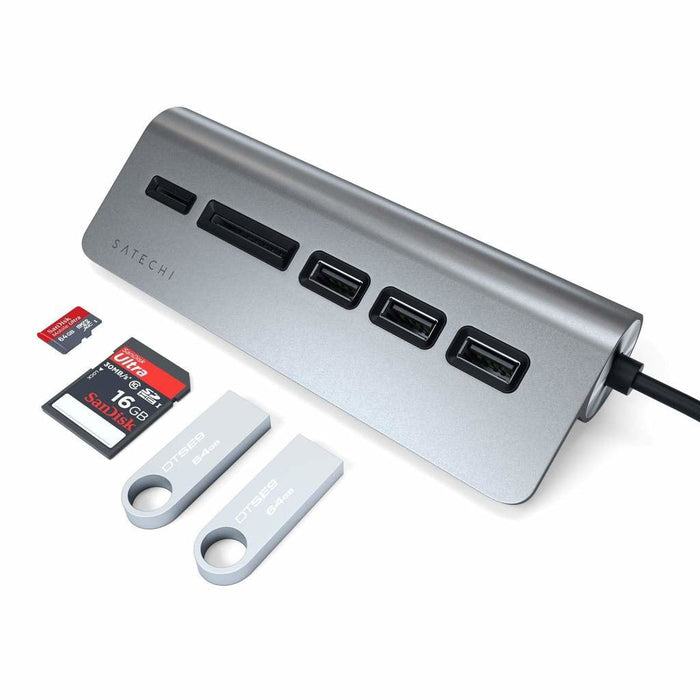 Satechi Type-C Aluminum Usb Hub & Card Reader, Space Gris, St-Tchcrm
