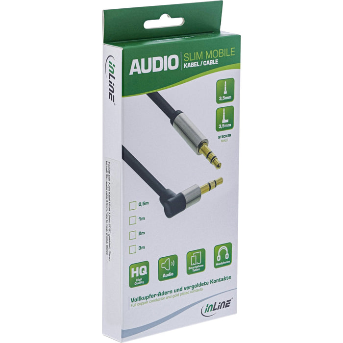 Cable De Audio Delgado Inline De 3,5 Mm Macho A Macho Estéreo En Ángulo De 10 M