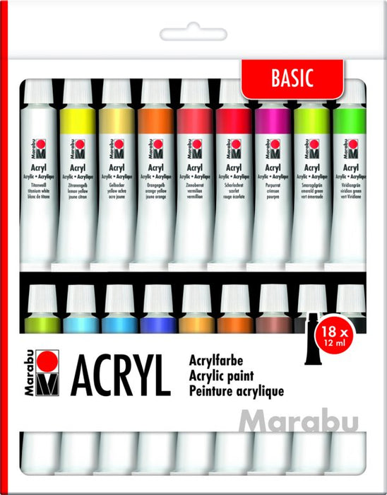 Basic Acrylfarben Farbsortiert 18 X 12,0 Ml, 18 Unidades