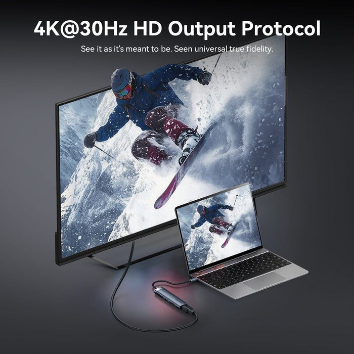 Docking Usb Tipo-C Vention Thjhb 1xhdmi 4k 2xusb 1xusb Tipo-C Pd Gris