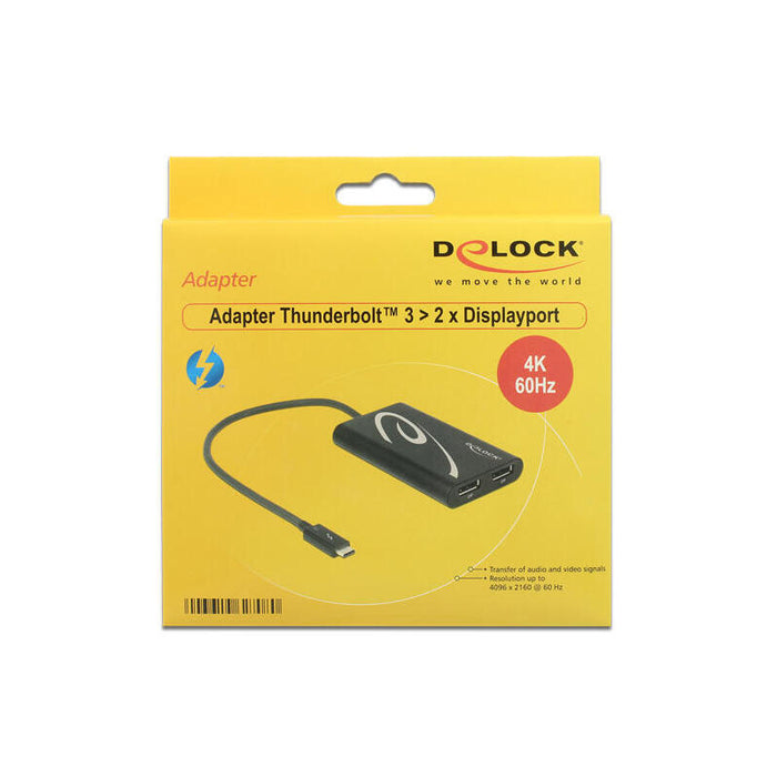 Delock Adaptador Thunderbolt 3 Macho > 2 X Displayport Hembra 4k 60 Hz
