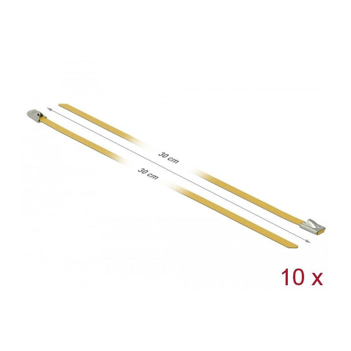 Delock Bridas De Acero Inoxidable L 300 X B 4,6 Mm Amarillo 10 Piezas