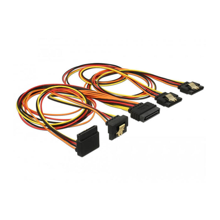 Delock Cable Sata 15 Pin Strom Stecker Mit Einrastfunktion > Sata 15 Pin Strom Buchse 2 X Gerade   1 X Unten   1 X Oben 50 Cm