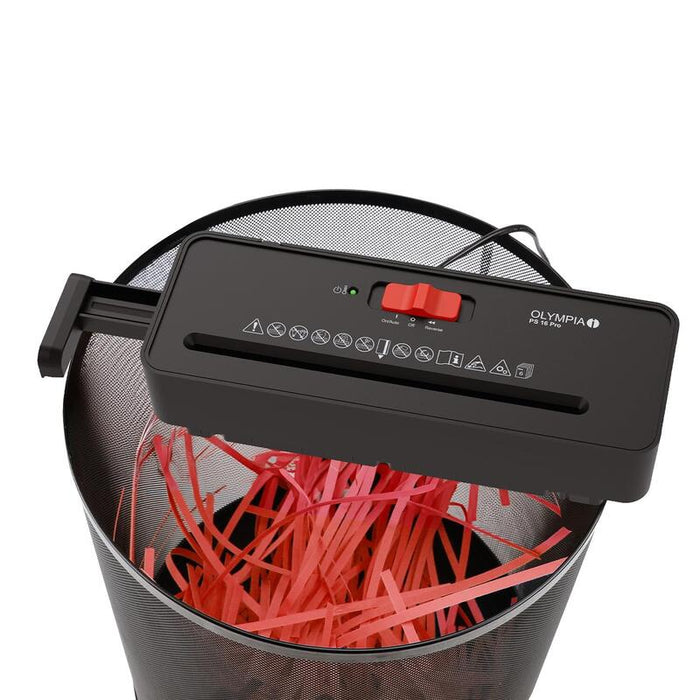 Destructora De Papel Olympia Ps 16 Pro Compacta Negra Para Oficina Y Hogar