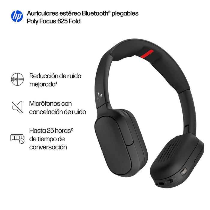 EAN 0199485857978 - HP Poly Focus 625 Fold Stereo Bluetooth Headset Inalámbrico y alámbrico Diadema Negro imagen 3