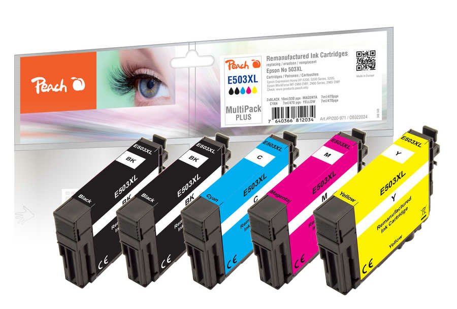 EAN 7640366812034 - Peach PI200-971 cartucho de tinta 5 pieza(s) Compatible Alto rendimiento (XL) Negro, Cian, Magenta, Amari imagen 1