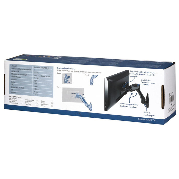 Soporte De Pared Arctic Para Monitor W1-3d 13" - 27" 8kg